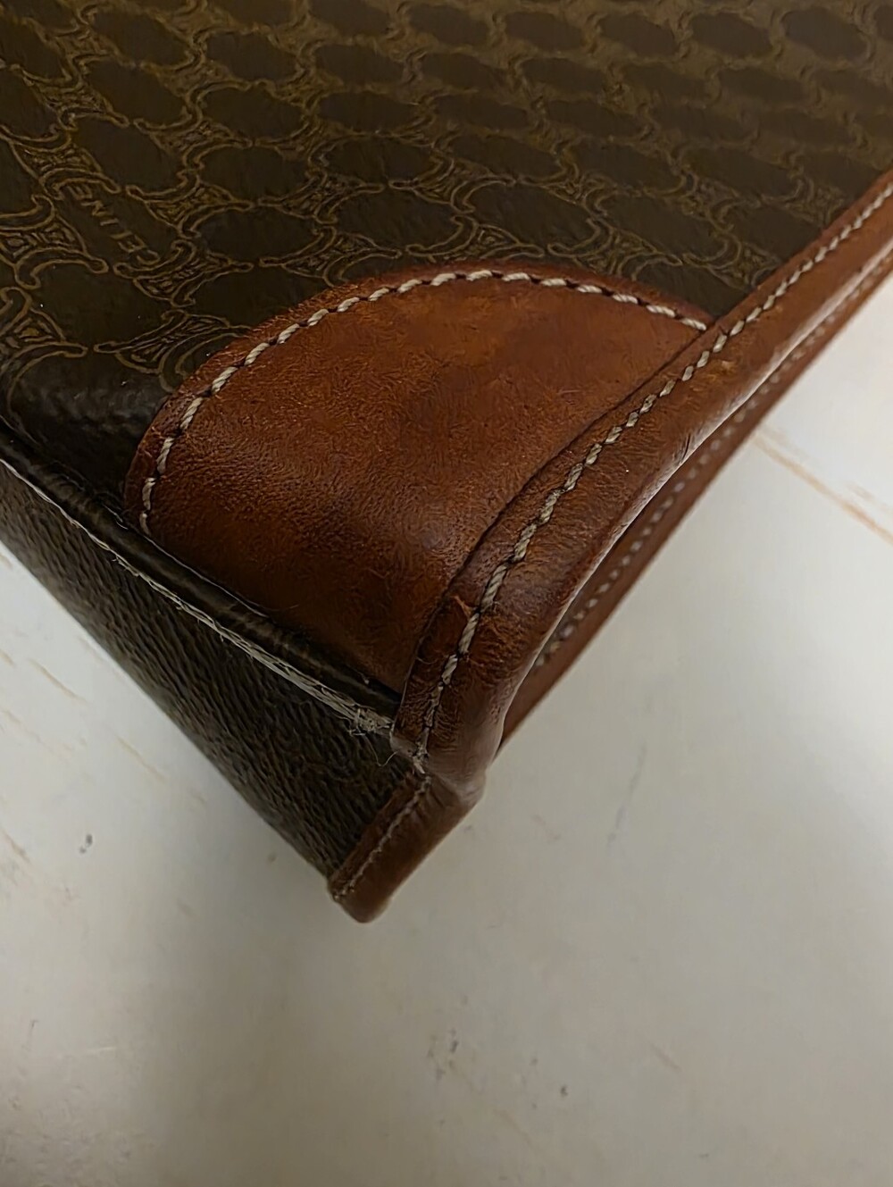 Celine | Brown Macadam Top Handle Handbag - Picture 11 of 14